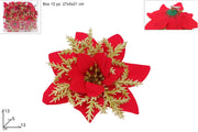 NATALE FIORE 13CM ROSSO ORO C/PINZETTA 50519 2ESSE