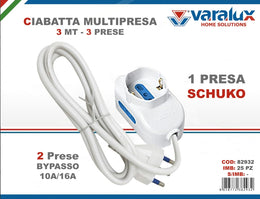 VARALUX CIABATTA MULTIPRESA 3MT 3 POSTI