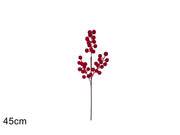 NATALE STELO 45CM BACCHE VELLUTO ROSSO 75288 2ESSE