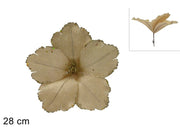 NATALE FIORE CON PINZETTA 28CM VELLUTO ORO CON GLITTER 81609 2ESSE