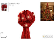 NATALE FIOCCO PUNTALE 18CM LUCI VELLUTO ROSSO 04472 2ESSE