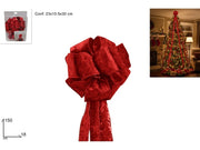 NATALE FIOCCO PUNTALE 18CM VELLUTO ROSSO 444 2ESSE
