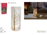 NATALE VASO VETRO 20CM  RENNA E ALBERI C/LUCE 25800 2ESSE