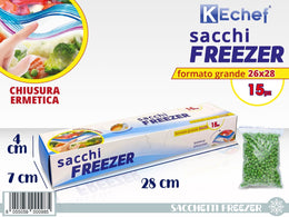 SACCHETTI FREEZER 15PZ C/CHIUSURA LAMPO 26X28
