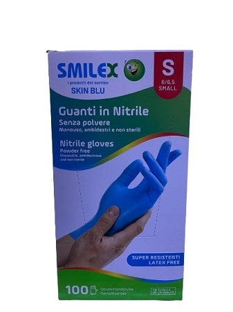 GUANTI NITRILE 100PZ S BLU MIS.6-6.5