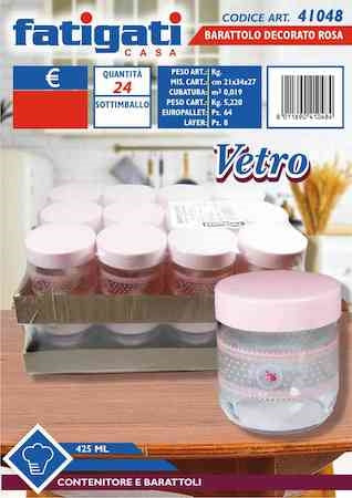 BARATTOLO VETRO 425ML ROSA 410484