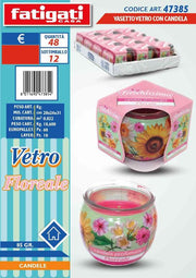 VASETTO VETRO C/CANDELA FLOREALE 47385