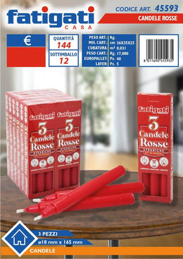 NATALE CANDELE ROSSE 3PZ 45593