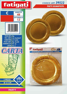PIATTO CARTA SEGNAPOSTO ORO 2PZ 39522
