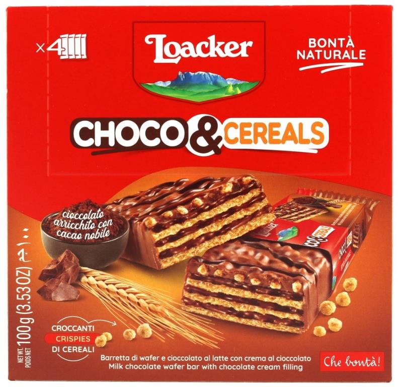 LOACKER CHOCO & CEREALS T4 100G