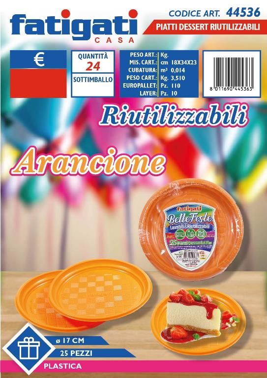 PIATTI DESSERT RIUT.25PZ ARANCIO