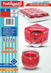 VASETTO VETRO C/CANDELA ROSSO IMPERIALE