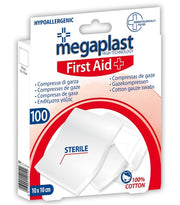 MEGAPLAST 100 COMPRESSE DI GARZA STERILI 10X10 CM