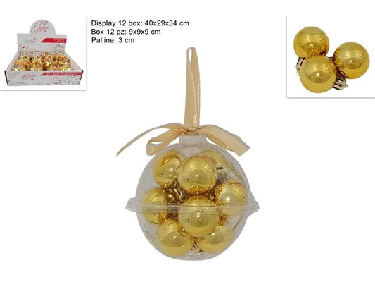 NATALE 12 PALLE LUCIDE 3CM ORO 44020 2ESSE