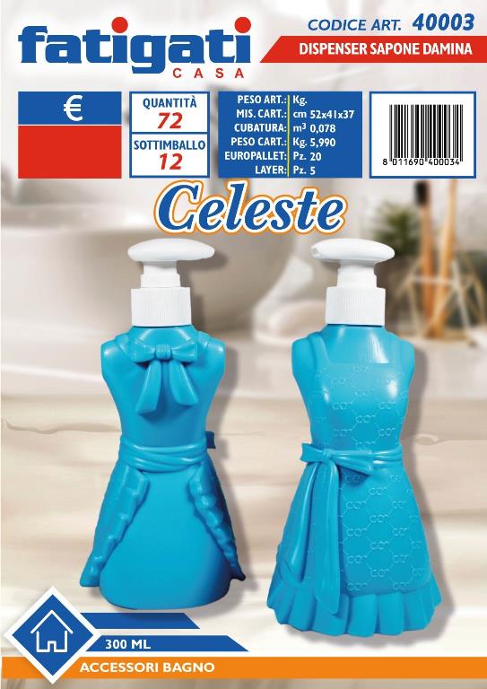 DISPENSER DAMINA SAPONE 300ML CELESTE