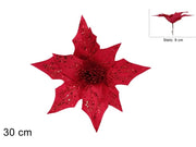 NATALE FIORE CON PINZETTA 30CM ROSSO CON GLITTER 2ESSE