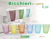 BICCHIERI 6PZ COLORATI OVALE DEC 2