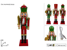 NATALE SOLDATO SCHIACCIANOCI 39CM ROSSO/VERDE C/MUSICA 2ESSE