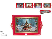 NATALE VASSOIO PLASTICA 40X26CM BORDO ORO 2ESSE