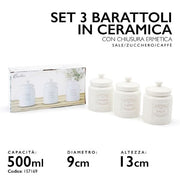 CASAMILANO SET 3 BARATTOLI IN CERAMICA 500ML MZ157169