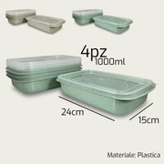 CONTENITORI PLASTICA 4PZ RETTANGOLARI