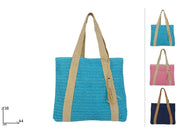 BORSA MARE 44X38CM JUTA CON MANICO IN PAGLIA 3COLORI
