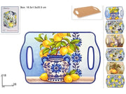 TAGLIERE BASE SUGHERO 18X28 DECORO LIMONI