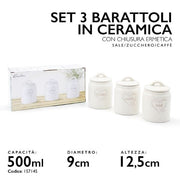 CASAMILANO SET 3 BARATTOLI IN CERAMICA 500ML MZ157145