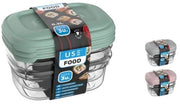 PORTA ALIMENTI 3PZ RETTANGOLARI 200CC PASTELLO