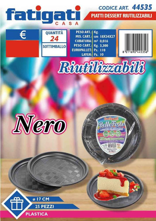 PIATTI DESSERT RIUT.25PZ NERO