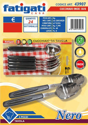 CUCCHIAIO INOX 6PZ C/MAN.NERO 43907