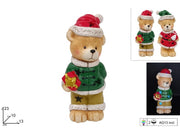 NATALE ORSO 23CM CERAMICA C/LUCE 2 ASS. 2ESSE