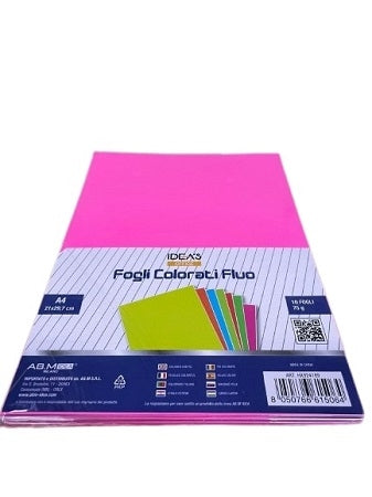 FOGLIO ROSA FLUO A4 75GR 10PZ