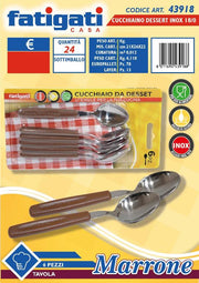 CUCCHIAINO INOX 6PZ C/MAN.MARRONE 15724