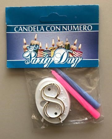 CANDELA C/NUMERO ROSA/CELESTE 8