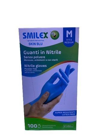 GUANTI NITRILE 100PZ M BLU MIS.7-7.5