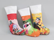 NATALE CALZA PANNO CM.50 FASCIA BIANCA DEC.BEFANA 3 MOD.ASS. AC-14527 E.NATALE