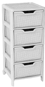 CASSETTIERA STELLA 4 CASS.RATTAN BIANCA