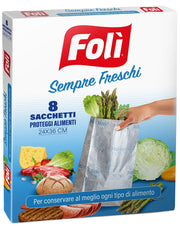 FOLI SACCHETTI PROTEGGI ALIMENTI 24X36CM 8PZ