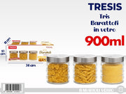 BARATTOLO VETRO 900ML 3PZ TRESIS