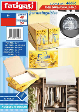 EVUALA FOGLI ASCIUGATRICE VANIGLIA GOLD 12PZ