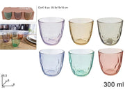 BICCHIERE VETRO 6PZ COLORATI 300ML 2ESSE