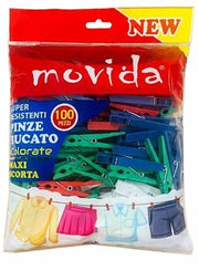 MOVIDA PINZE BUCATO 100 PZ MIX COLOR