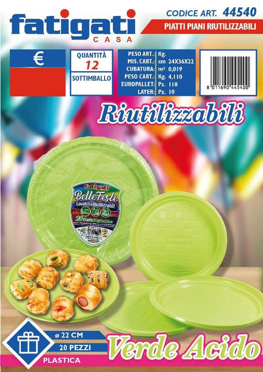 PIATTI PIANI RIUT.20PZ VERDE ACIDO