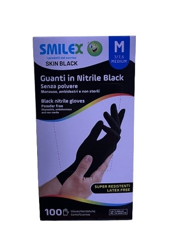 GUANTI NITRILE 100PZ M NERO MIS.7-7.5