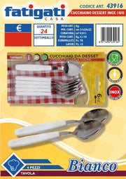 CUCCHIAINO INOX 6PZ C/MAN.BIANCO 43916