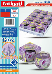 VASETTO VETRO C/CANDELA LAVANDA 29457