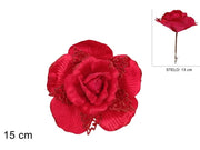 NATALE FIORE CON PINZETTA ROSSO VELLUTO ATE2501 2ESSE