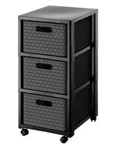 CASSETTIERA RATTAN 4 CASS.ANTRACI C/RUOT
