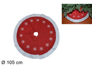 NATALE TAPPETO ALBERO 105CM ROSSO C/BORDO BIANCO 2ESSE
